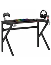 Czarne biurko gamingowe z uchwytami - Avezano w sklepie Edinos.pl