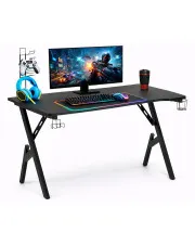 Czarne młodzieżowe nowoczesne gamingowe biurko z uchwytami - Samuel w sklepie Edinos.pl