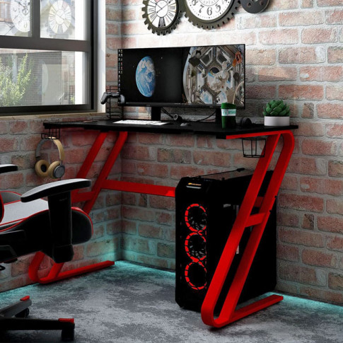 Zdjęcie czerwono-czarne biurko gamingowe Kano - sklep Edinos.pl