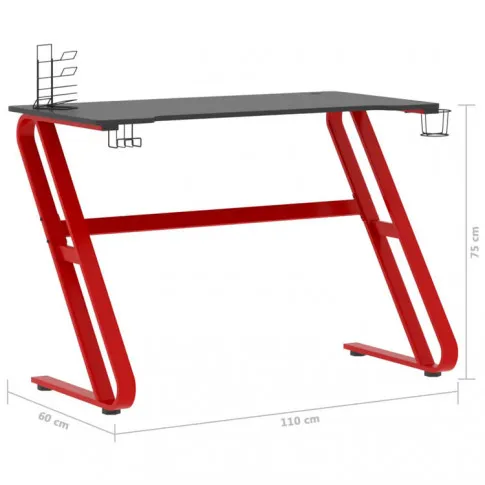 Szczegółowe zdjęcie nr 6 produktu Czerwono-czarne biurko z uchwytami dla gracza - Kano