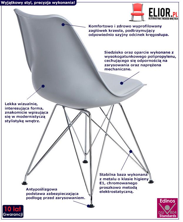 Skandynawskie krzesło Nikel - szare