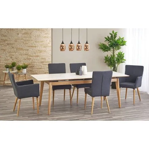 Szczegółowe zdjęcie nr 4 produktu Drewniane krzesło z podłokietnikami Lofti - popielate