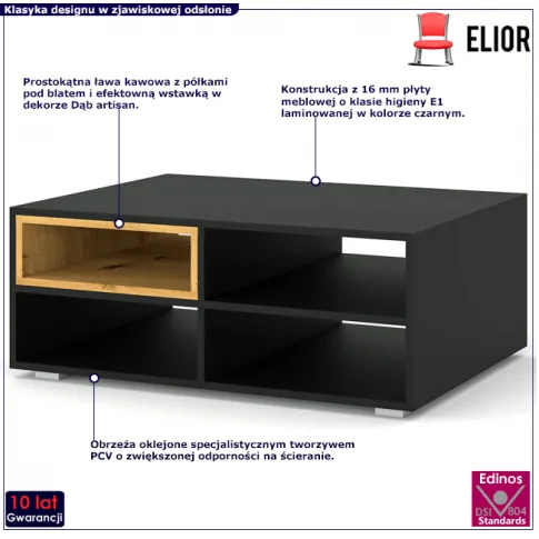 Stolik kawowy z półkami Baden 7X