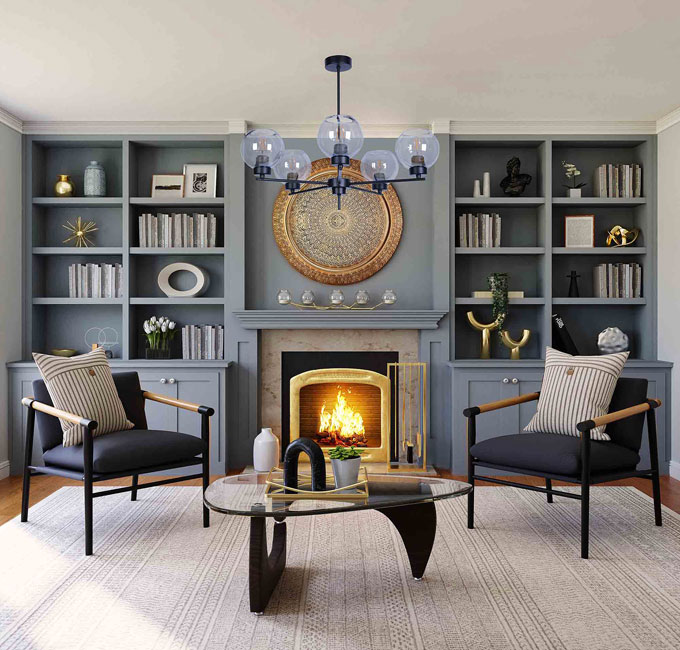 Loftowy żyrandol z 5 kloszami S818-Esschert Design