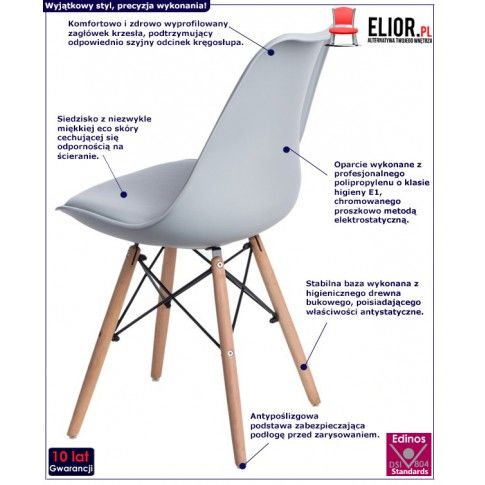 Fotografia Szare krzesło w stylu skandynawskim - Netos 3X z kategorii Krzesła