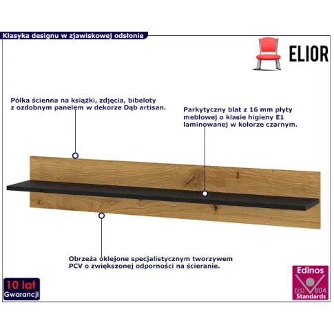 Półka wisząca ścienna na dekoracje Baden 10X