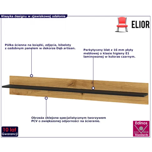 Półka wisząca ścienna na książki dekoracje Baden 11X
