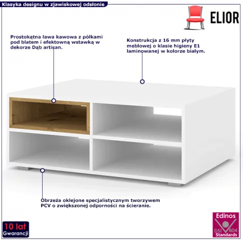 Biały stolik kawowy dwupoziomowy Baden 7X