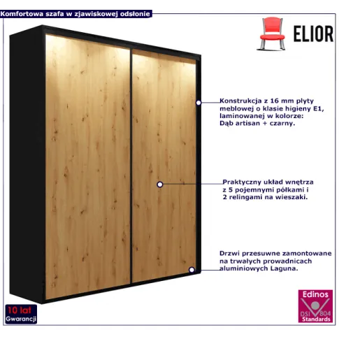 Szafa przesuwna w dekorze czarny dąb artisan Savona 2X