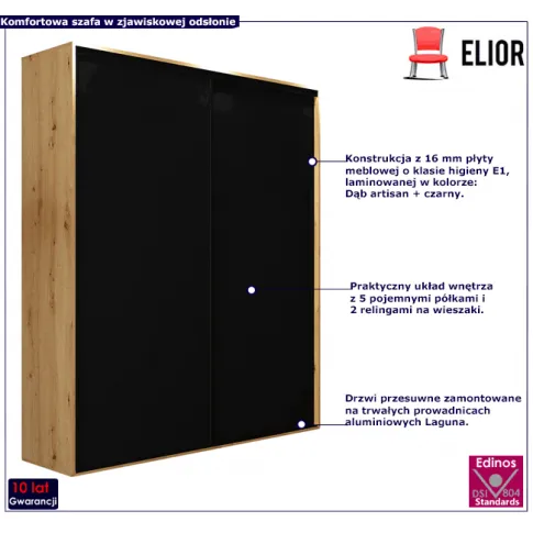 Szafa przesuwna w dekorze dąb artisan czarny Savona 2X