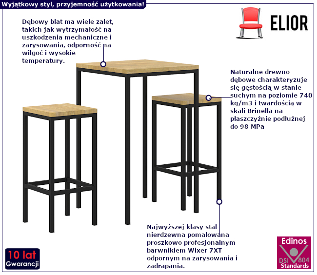 Zestaw stolik z hokerami Arbor 5S