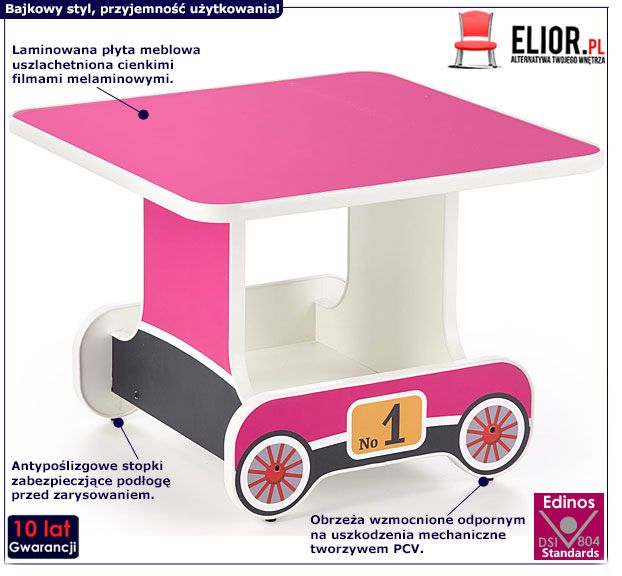 Różowy stolik do pokoju dziewczynki Oresa 3X