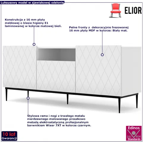 Szafka rtv biała z czarną ramą Nuvis 3X