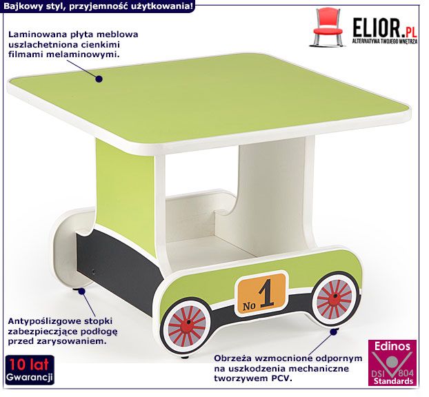 Zielony stolik dziecięcy wagonik Oresa 3X