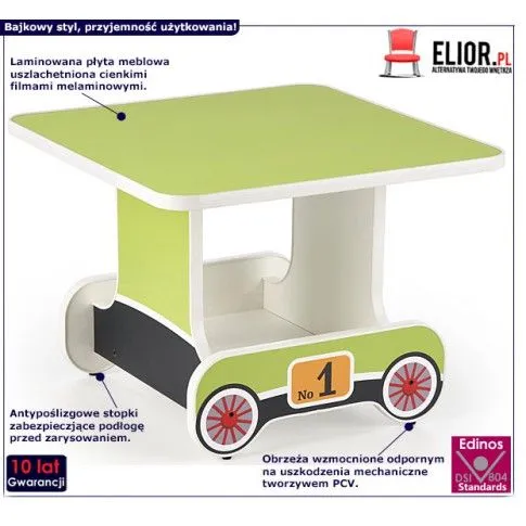 Fotografia Stolik dla dziecka wagonik Oresa 3X - zielony z kategorii Pokój dziecięcy