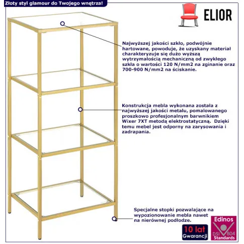 infografika złotego regału w stylu glamour resso 4x