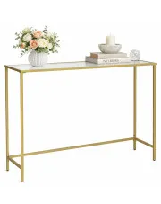 Złota metalowa konsola ze szklanym blatem - Amuno 3X w sklepie Edinos.pl