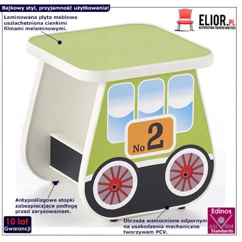 Fotografia Taboret dziecięcy wagonik Oresa 4X - zielony z kategorii Pokój dziecięcy