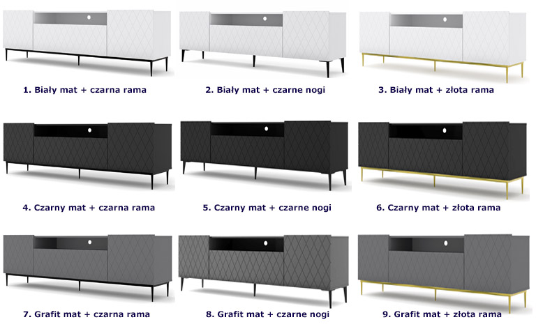 Waraianty kolorystyczne szafki RTV Nevia 4X