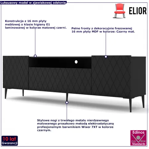 Szafka rtv czarna czarne nogi Nuvis 4X