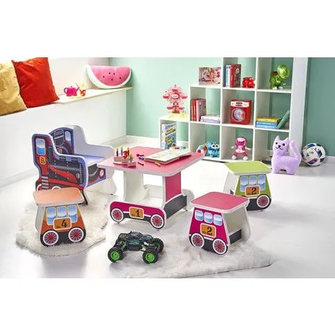 Szczegółowe zdjęcie nr 4 produktu Taboret dziewczęcy wagonik Oresa 4X - różowy