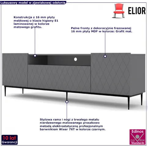 Szafka rtv grafitowa z czarną ramą Nuvis 4X