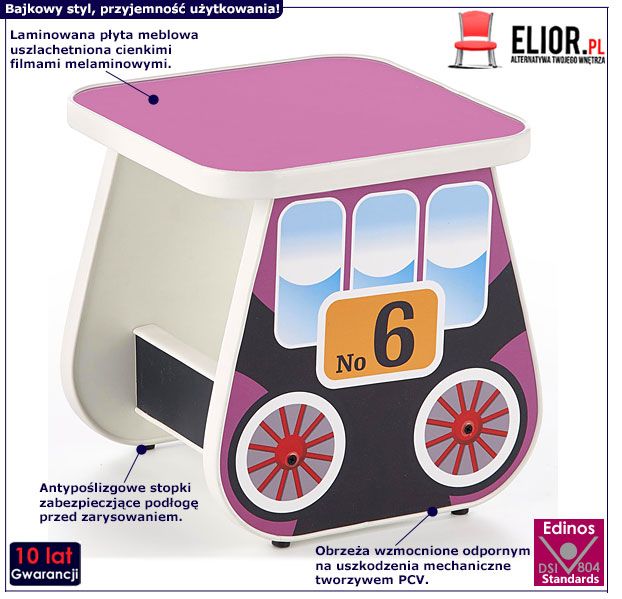 Fioletowy taboret do pokoju dzieci Oresa 4X