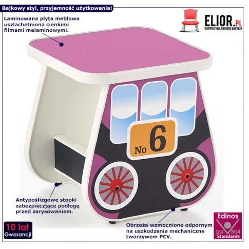 Fotografia Kwadratowy taboret wagonik Oresa 4X - fioletowy z kategorii Wnętrza komercyjne