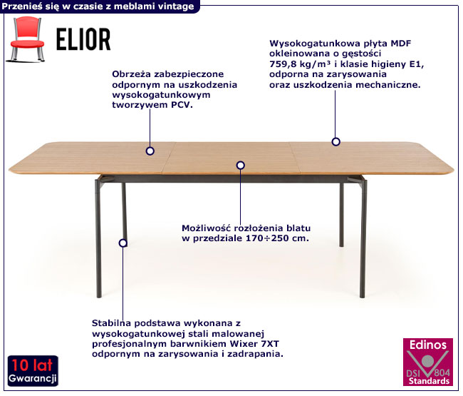 Prostokątny stół rozkładany Vistor 9X