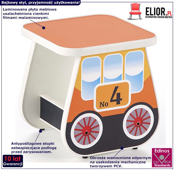 Pomarańczowy taboret dla dzieci Oresa 4X