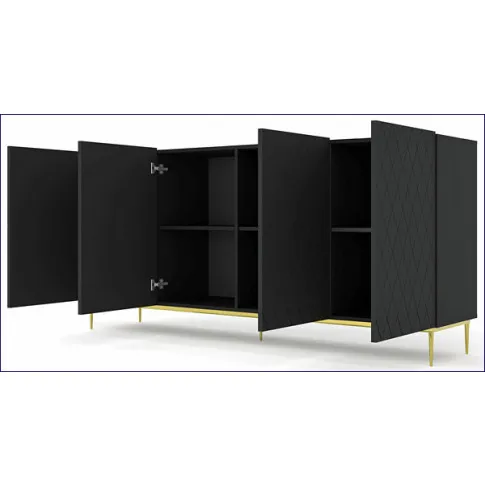 Wnętrze komody czarny mat złota rama Nuvis 6X