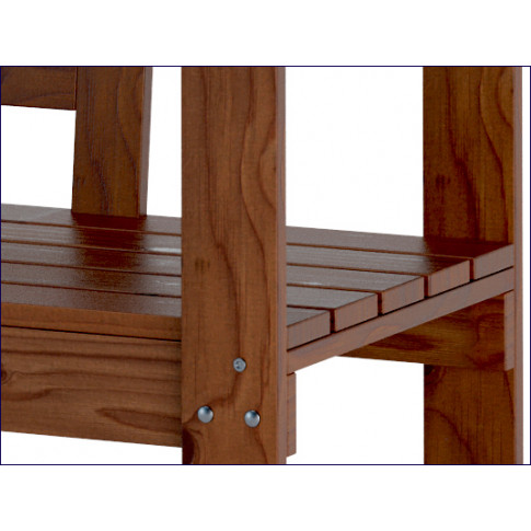 Detale wykończeniowe sosnowej ławki orzech teak Armina