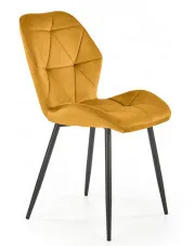 Musztardowe welurowe krzesło pikowane - Laros