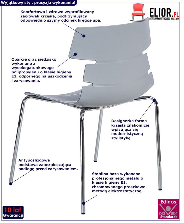 Minimalistyczne krzesło Belto - szare
