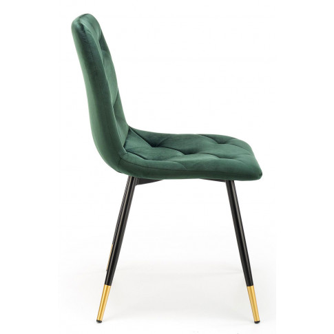 Pikowane ciemnozielone krzesło do salonu Vimo