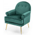 Zielony welurowy fotel wypoczynkowy glamour - Morti