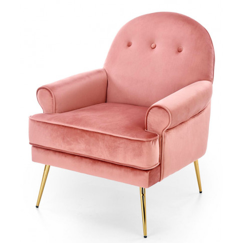 Różowy fotel tapicerowany welurem Morti