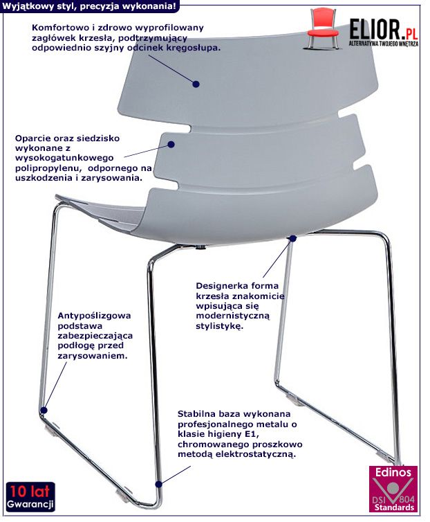Nowoczesne krzesło Belto 2X - szare