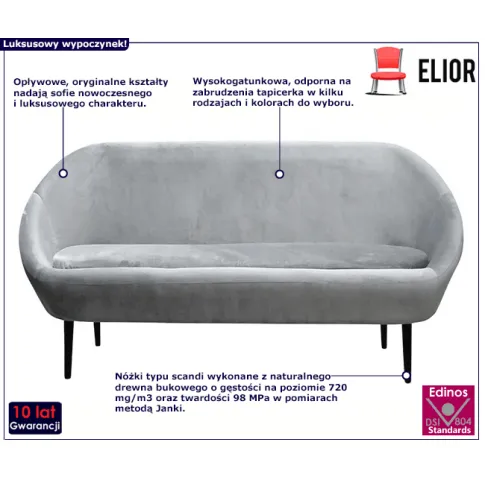 Sofa do salonu na drewnianych nóżkach Viniera 3X