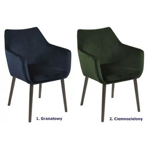 Zdjęcie fotel Amika granatowy z drewnianą podstawą | Edinos.pl