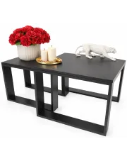 Komplet dwóch czarnych stolików kawowych - Fareo 3X w sklepie Edinos.pl