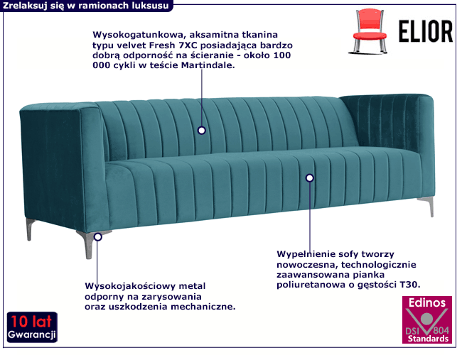 Pikowana sofa 3-osobowa Klera 3X