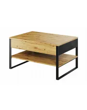 Loftowy stolik kawowy z 2 szufladami dąb evoke + czarny - MN-08 w sklepie Edinos.pl