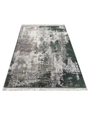 Zielony prostokątny dywan we wzory - Vospis w sklepie Edinos.pl