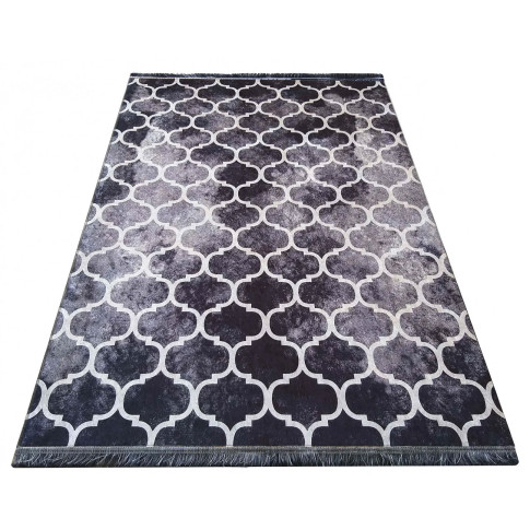 Czarny prostokątny dywan we wzory Herold