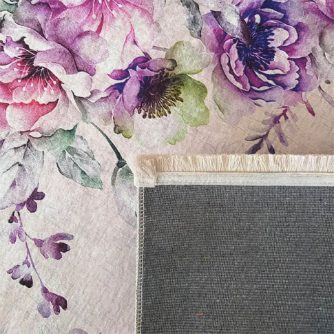 Prostokątny dywan w fioletowe kwiaty Rubiox