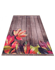 Brązowy prostokątny dywan z motywem drewna - Nortix w sklepie Edinos.pl