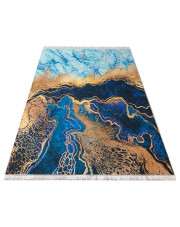 Niebieski prostokątny dywan z motywem marmuru - Barles w sklepie Edinos.pl