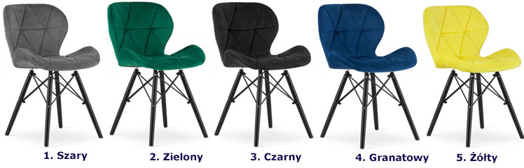 Welurowe tapicerowane krzesło pikowane Zeno 6S kolory