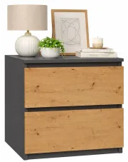 Szafka nocna z szufladami antracyt + dąb artisan - Lanilo 2X w sklepie Edinos.pl